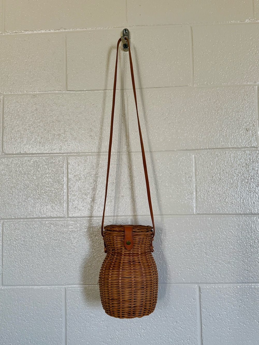 Honeypot Wicker Crossbody Bag Basket Leather Strap - Picture 3 of 9